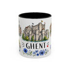 Ghent Illustrated Travel Mug | City Souvenir Accent Coffee Mug | 11oz 15oz Ceramic Cup