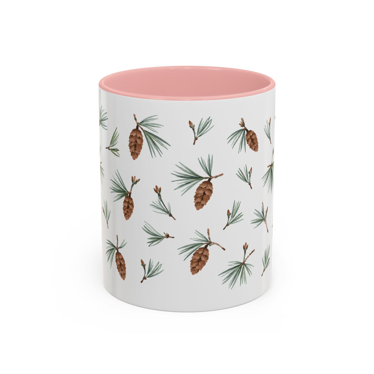 Maine White Pine Cone and Tassel Mug, State Flower Floral Coffee Cup, 11oz Botanical Gift