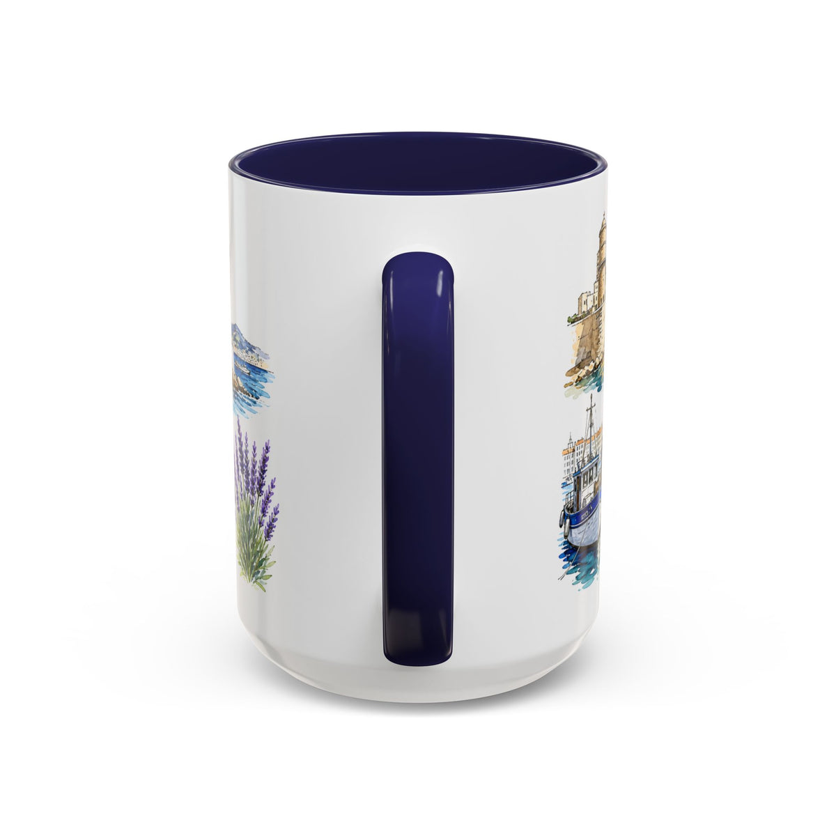 Marseille Illustrated Travel Mug | City Souvenir Accent Coffee Mug | 11oz 15oz Ceramic Cup