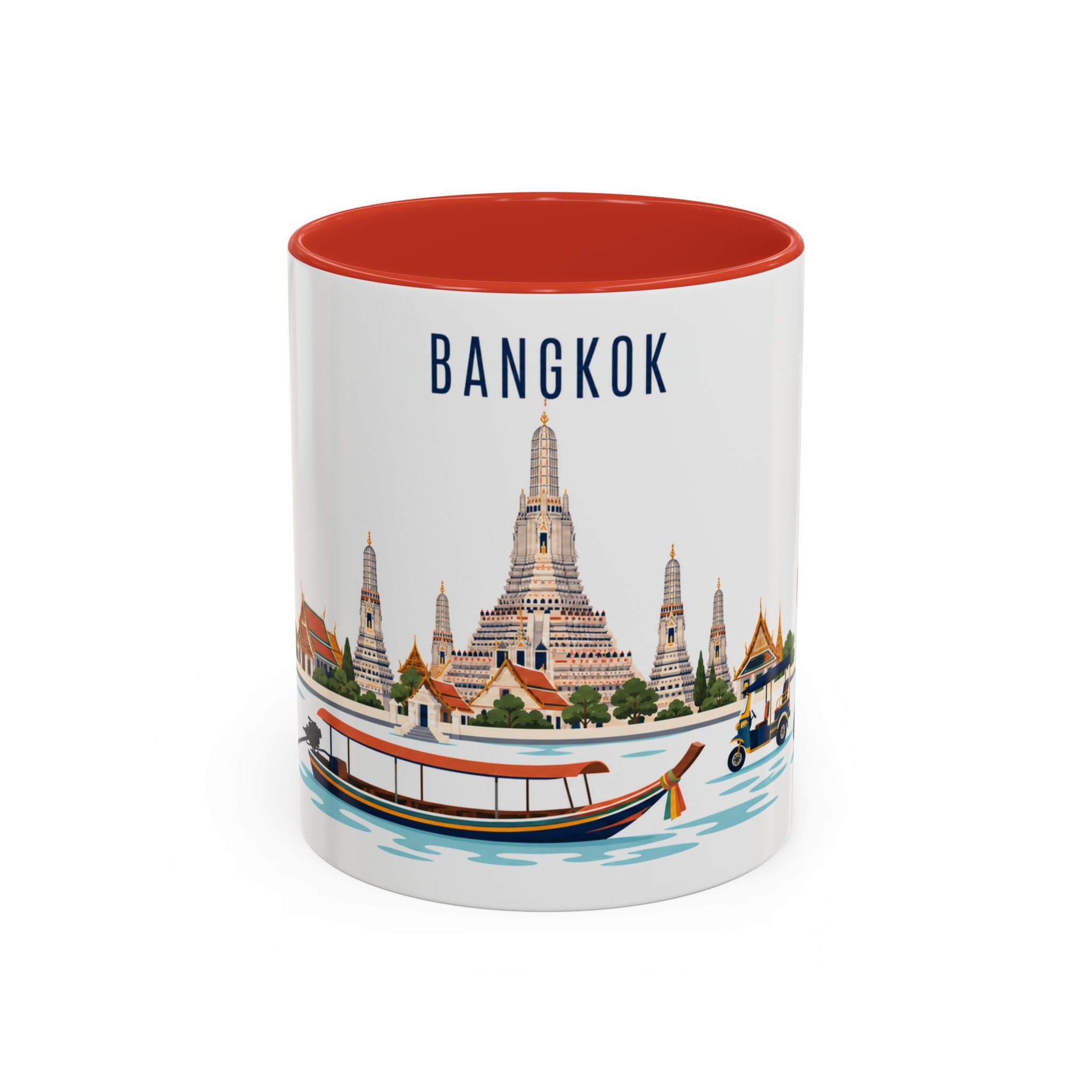 Bangkok Coffee Mug | Thailand Travel Souvenir | Porcelain Decal City Gift | 11oz 15oz Accent Mug
