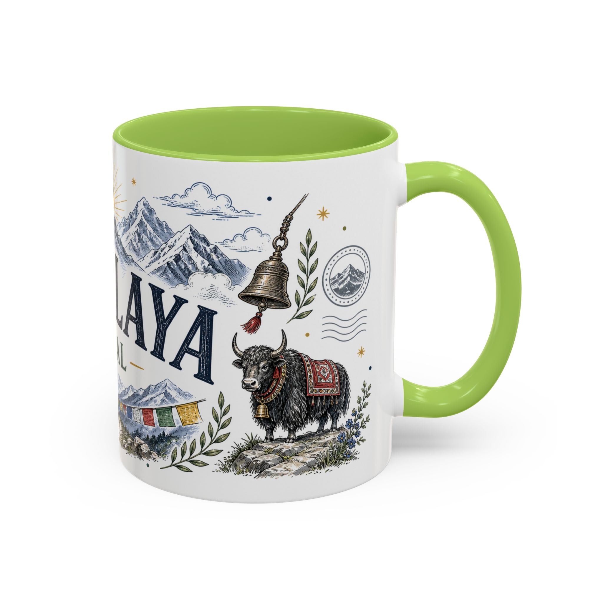 Himalaya Coffee Mug | Travel Destination Souvenir Gift | Accent Color Ceramic 11oz 15oz