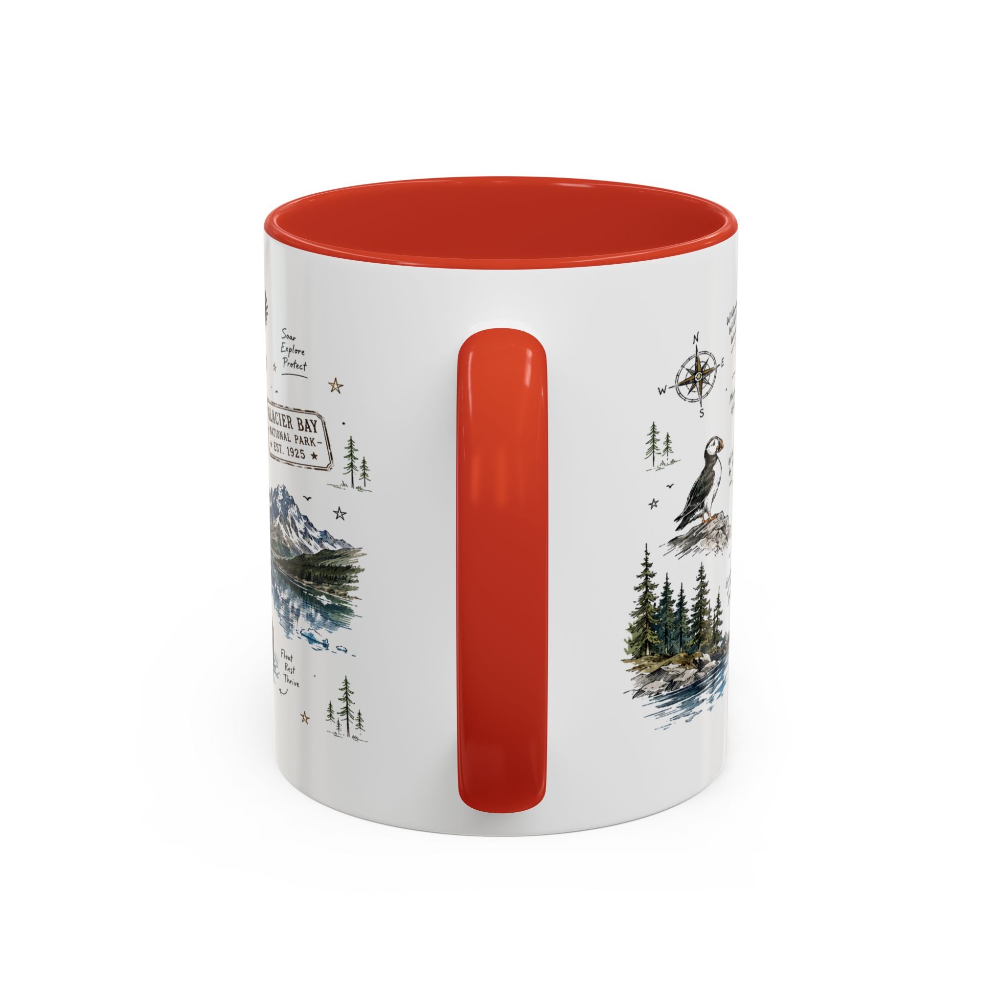 Glacier Bay National Park Coffee Mug | Alaska Wilderness Kayaking Gift | Accent Color Ceramic 11oz 15oz