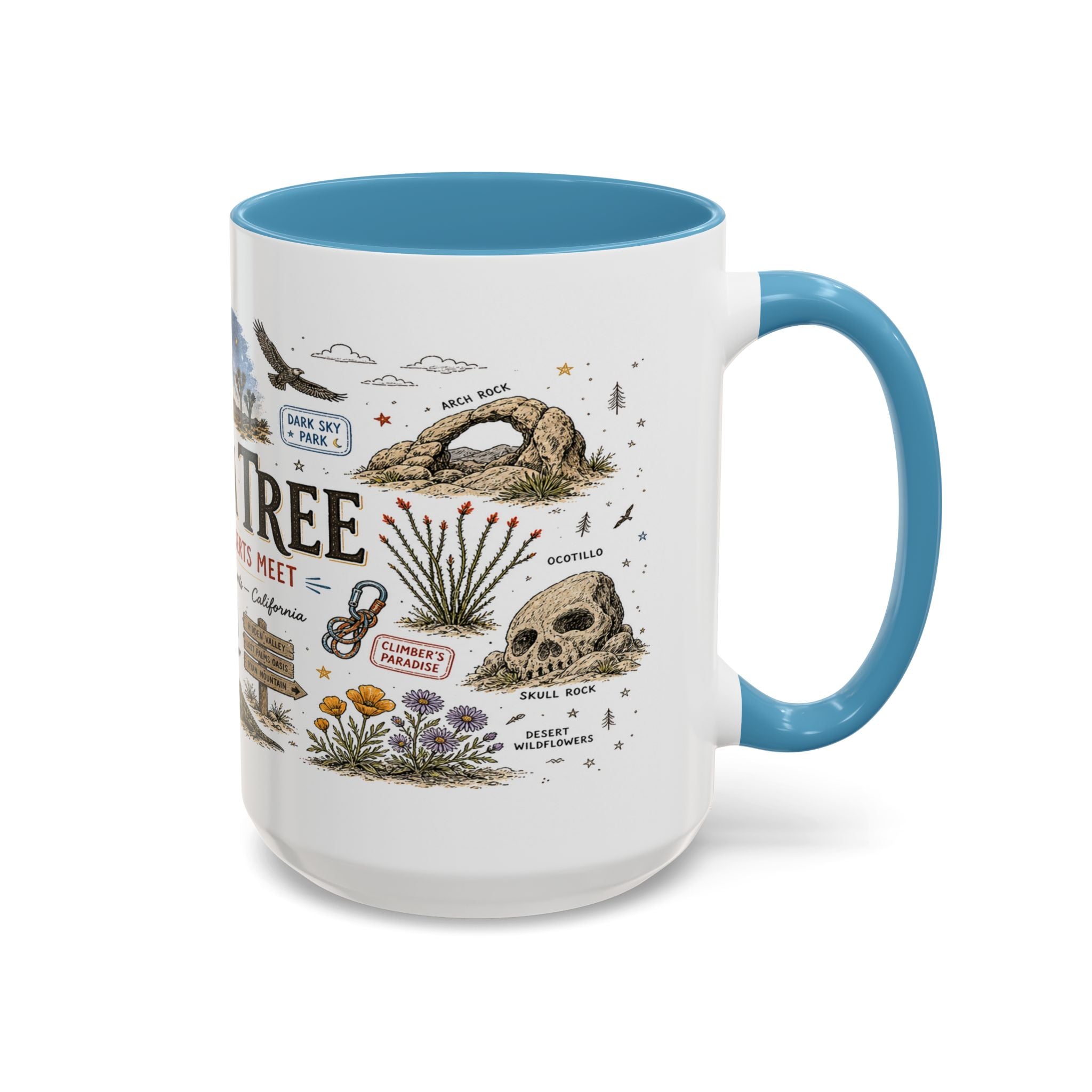 Joshua Tree Coffee Mug | National Park Desert Camping Gift | Accent Color Ceramic 11oz 15oz