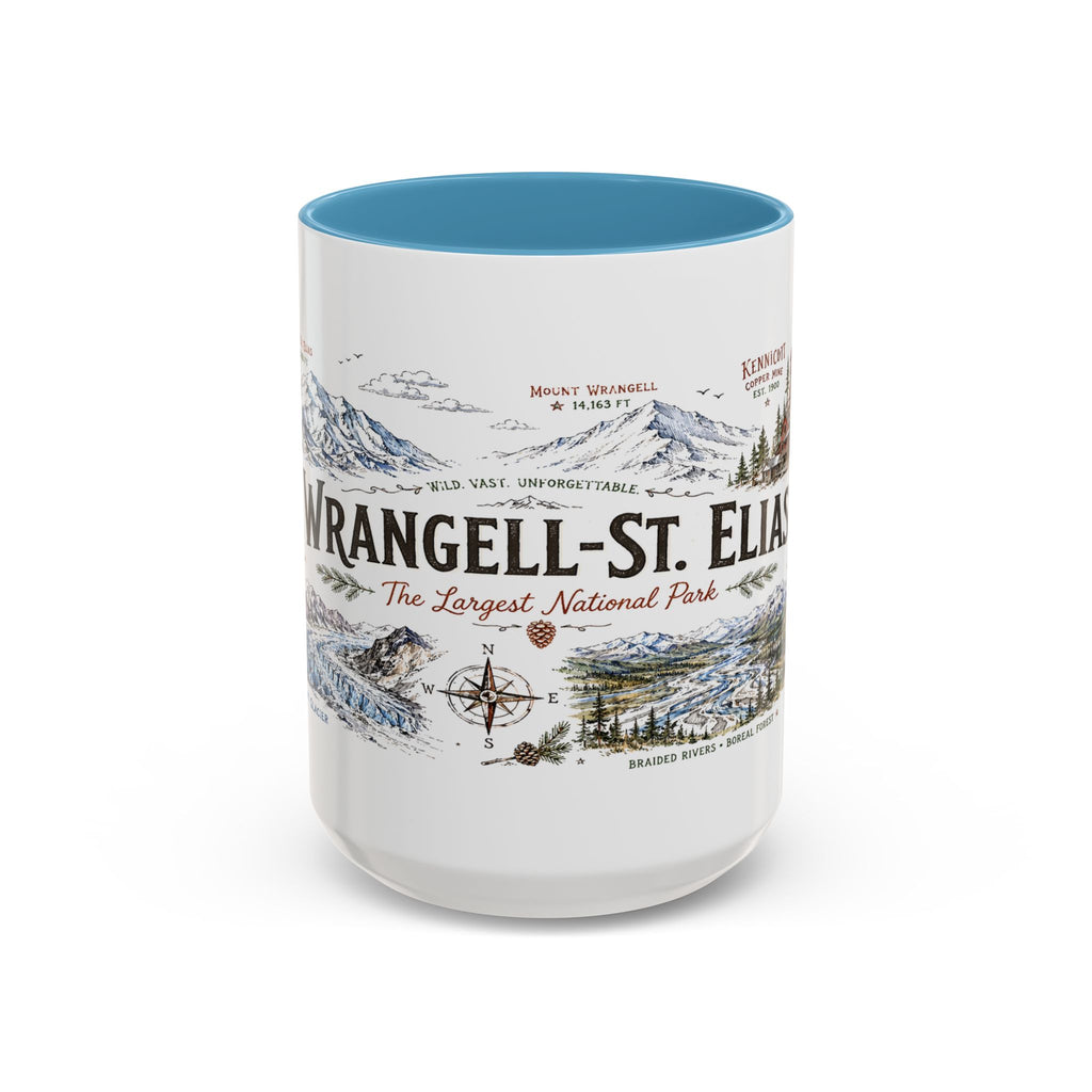 Wrangell-St. Elias National Park Coffee Mug | Alaska Wilderness Climbing Gift | Accent Color Ceramic 11oz 15oz