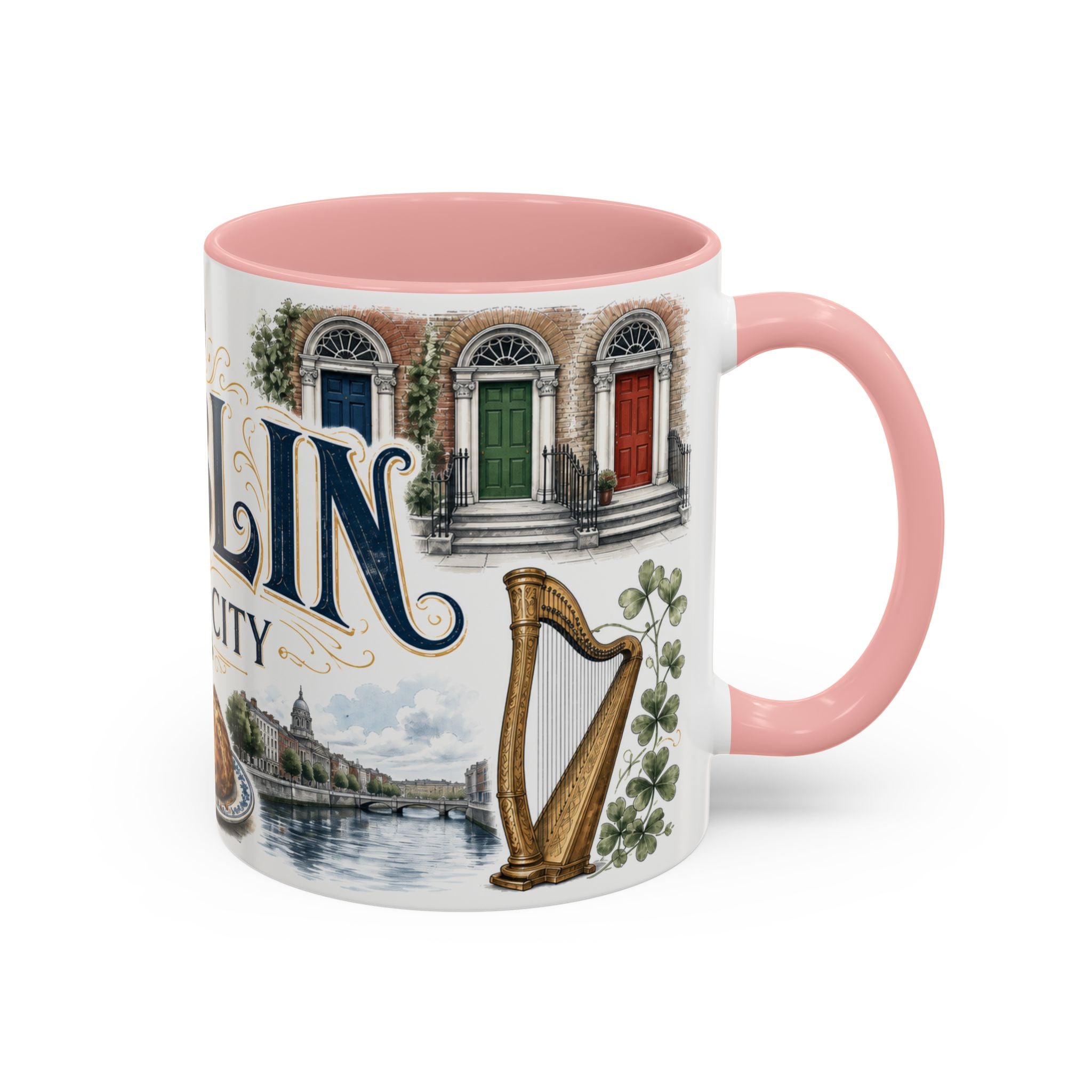Dublin Coffee Mug | Ireland Travel Souvenir | Vintage Illustrated City Gift | 11 oz 15 oz Accent Mug
