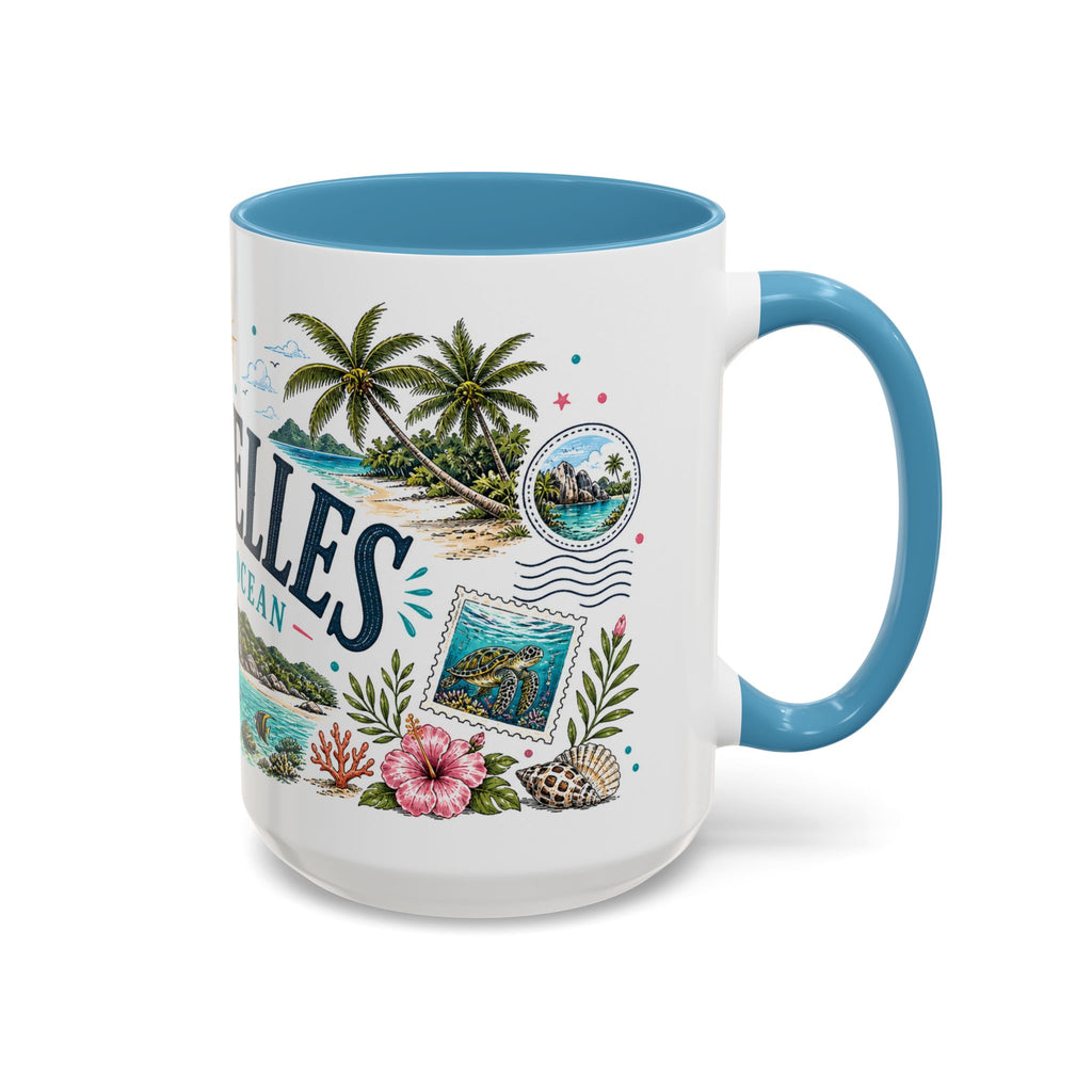 Seychelles Coffee Mug | Travel Destination Souvenir Gift | Accent Color Ceramic 11oz 15oz