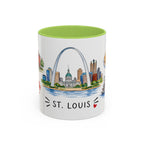 St. Louis Illustrated Travel Mug | City Souvenir Accent Coffee Mug | 11oz 15oz Ceramic Cup