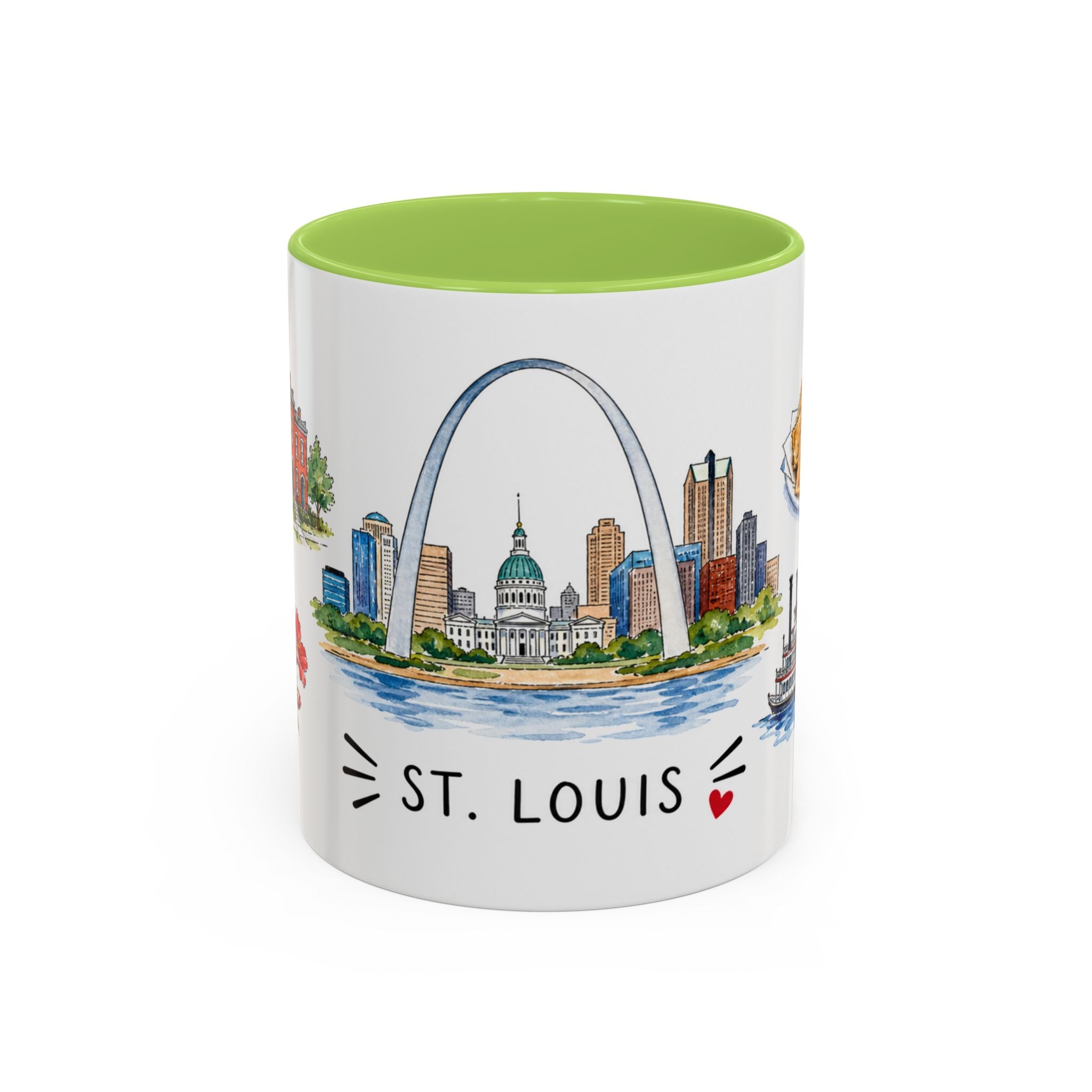 St. Louis Illustrated Travel Mug | City Souvenir Accent Coffee Mug | 11oz 15oz Ceramic Cup