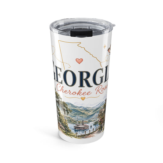 Georgia State Flower 20oz Tumbler | Cherokee Rose Botanical State Flower Gift | Insulated Stainless Steel Travel Cup