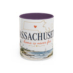 Massachusetts State Map Mug | Coastal Scene, Botanical Accents (11oz, 15oz)