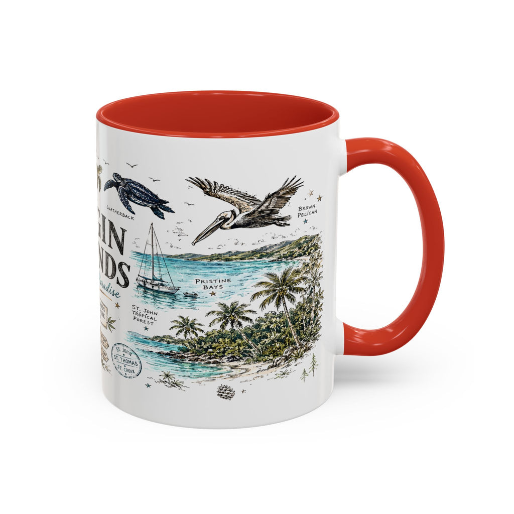 Virgin Islands National Park Coffee Mug | Caribbean Beach Snorkeling Reef Gift | Accent Color Ceramic 11oz 15oz
