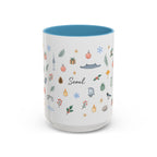 Seoul Christmas Mug | Watercolor Travel Souvenir | Holiday Gift | Accent Ceramic Coffee Cup 11oz 15oz