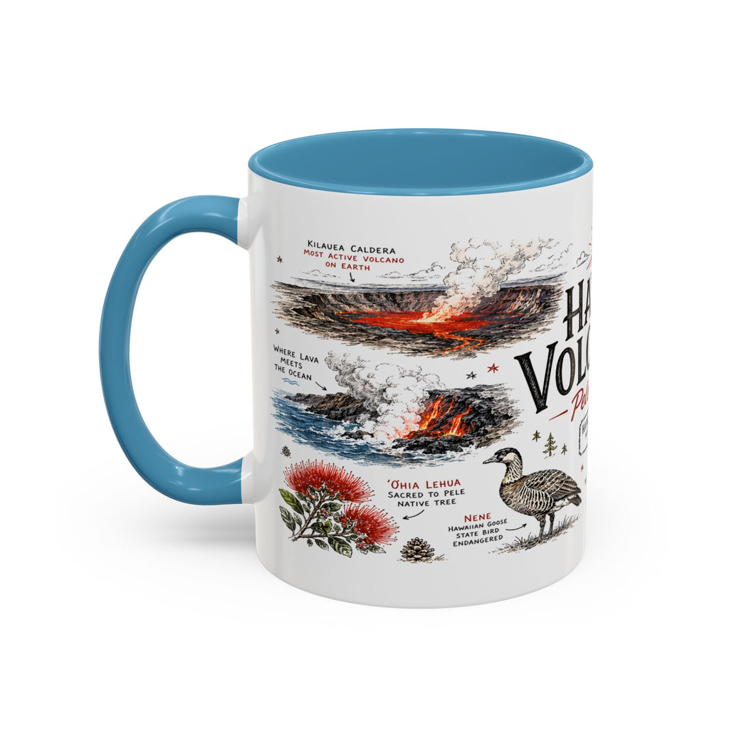 Hawaii Volcanoes National Park Coffee Mug | Hawaii Big Island Lava Volcano Gift | Accent Color Ceramic 11oz 15oz
