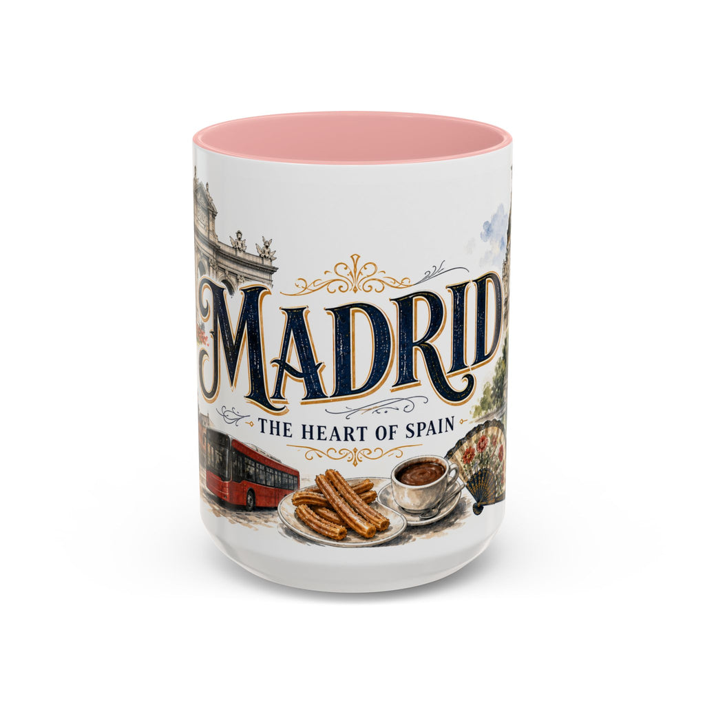 Madrid Coffee Mug | Spain Travel Souvenir | Vintage Illustrated City Gift | 11 oz 15 oz Accent Mug