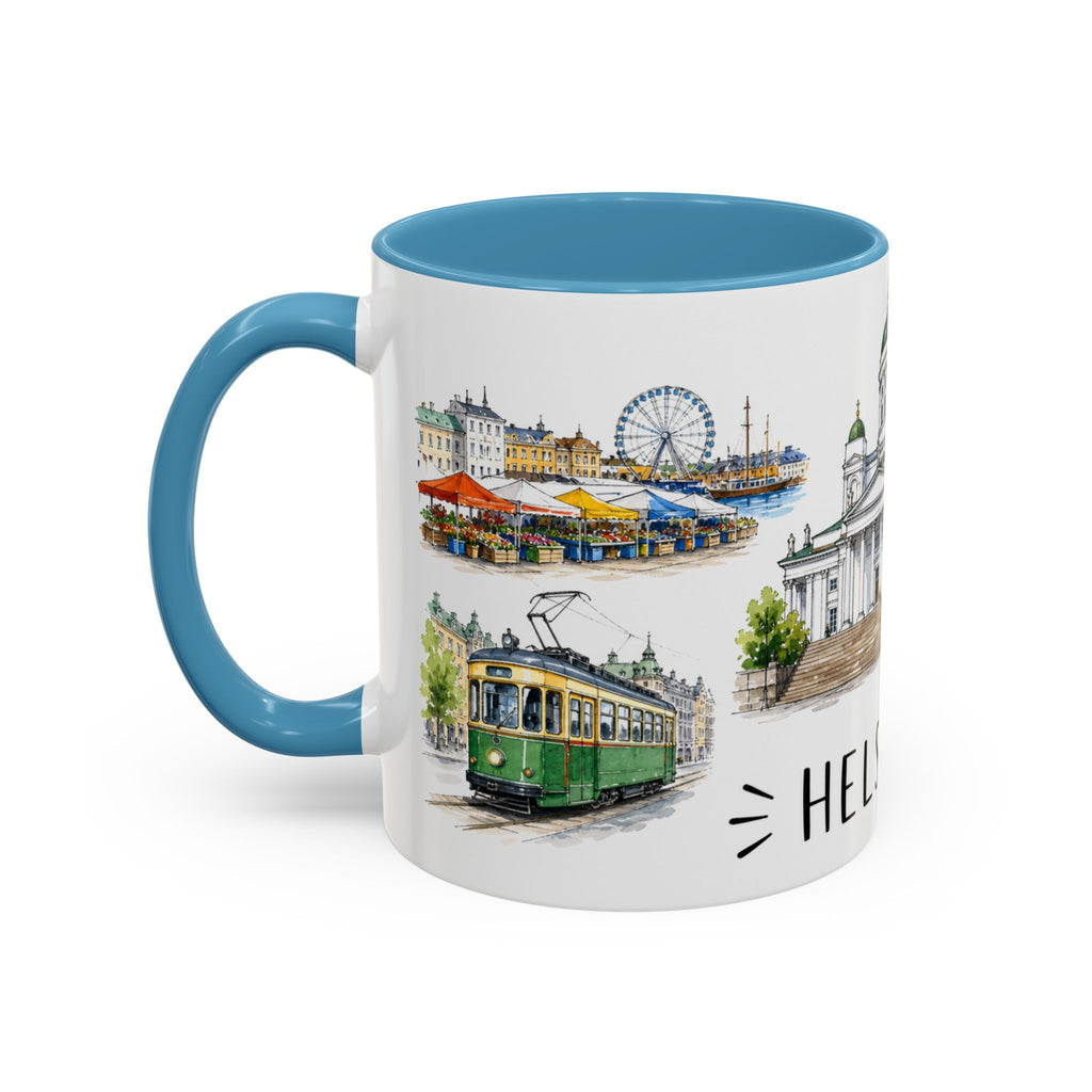 Helsinki Illustrated Travel Mug | City Souvenir Accent Coffee Mug | 11oz 15oz Ceramic Cup