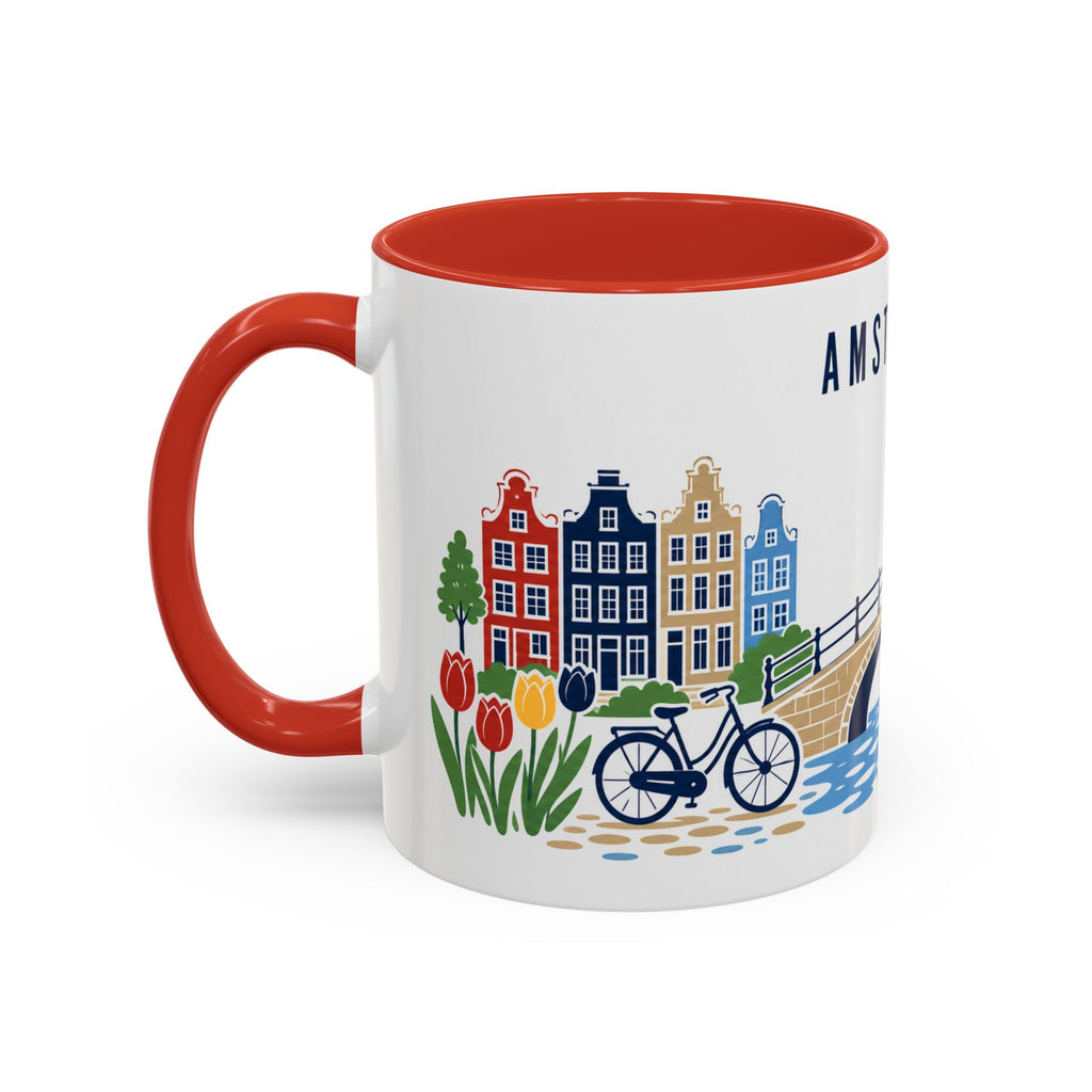 Amsterdam Coffee Mug | Netherlands Travel Souvenir | Porcelain Decal City Gift | 11oz 15oz Accent Mug