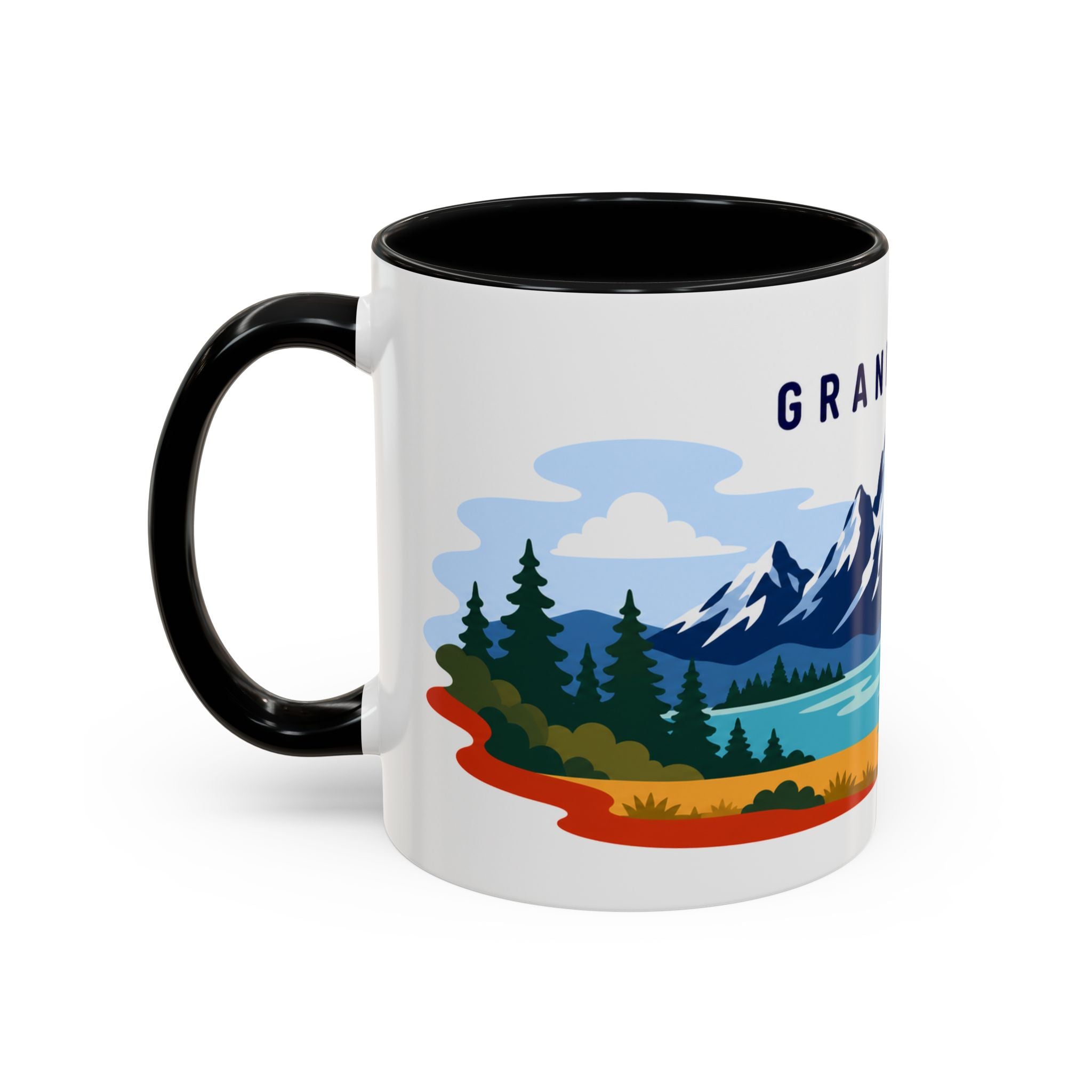 Grand Teton Coffee Mug | Travel Destination Souvenir Gift | Accent Color Ceramic 11oz 15oz