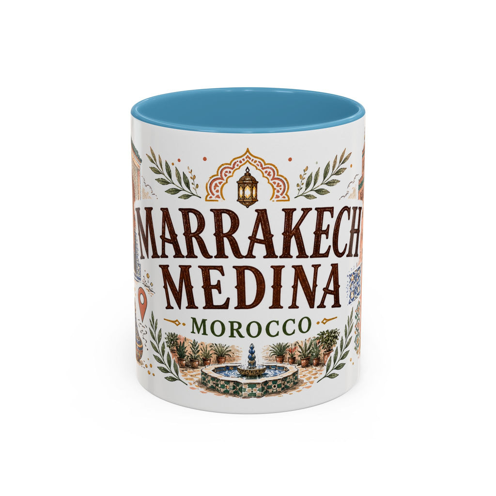 Marrakech Medina Coffee Mug | Travel Destination Souvenir Gift | Accent Color Ceramic 11oz 15oz