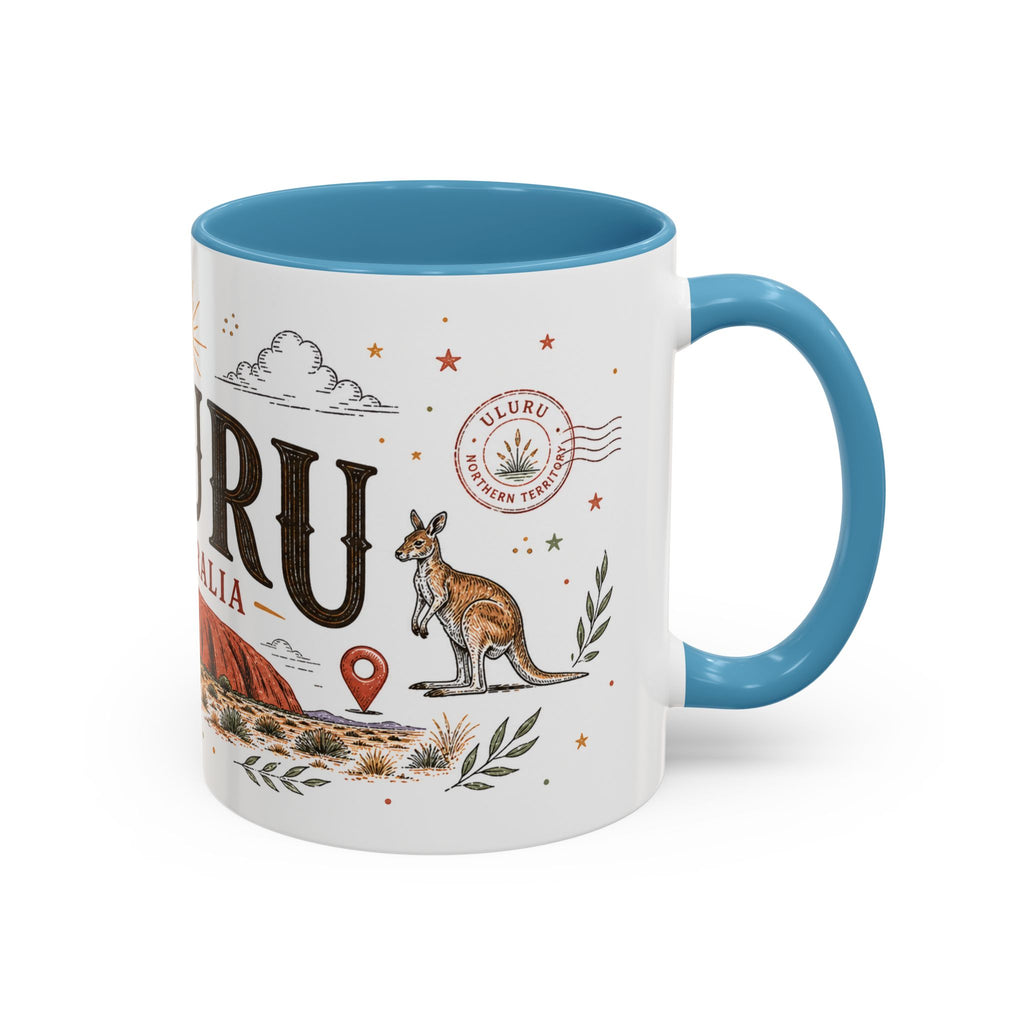 Uluru Coffee Mug | Travel Destination Souvenir Gift | Accent Color Ceramic 11oz 15oz