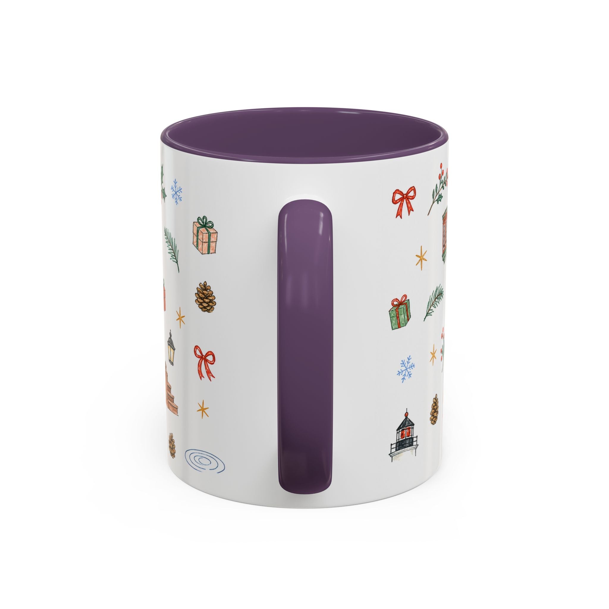 Boston Christmas Mug | Watercolor Travel Souvenir | Holiday Gift | Accent Ceramic Coffee Cup 11oz 15oz