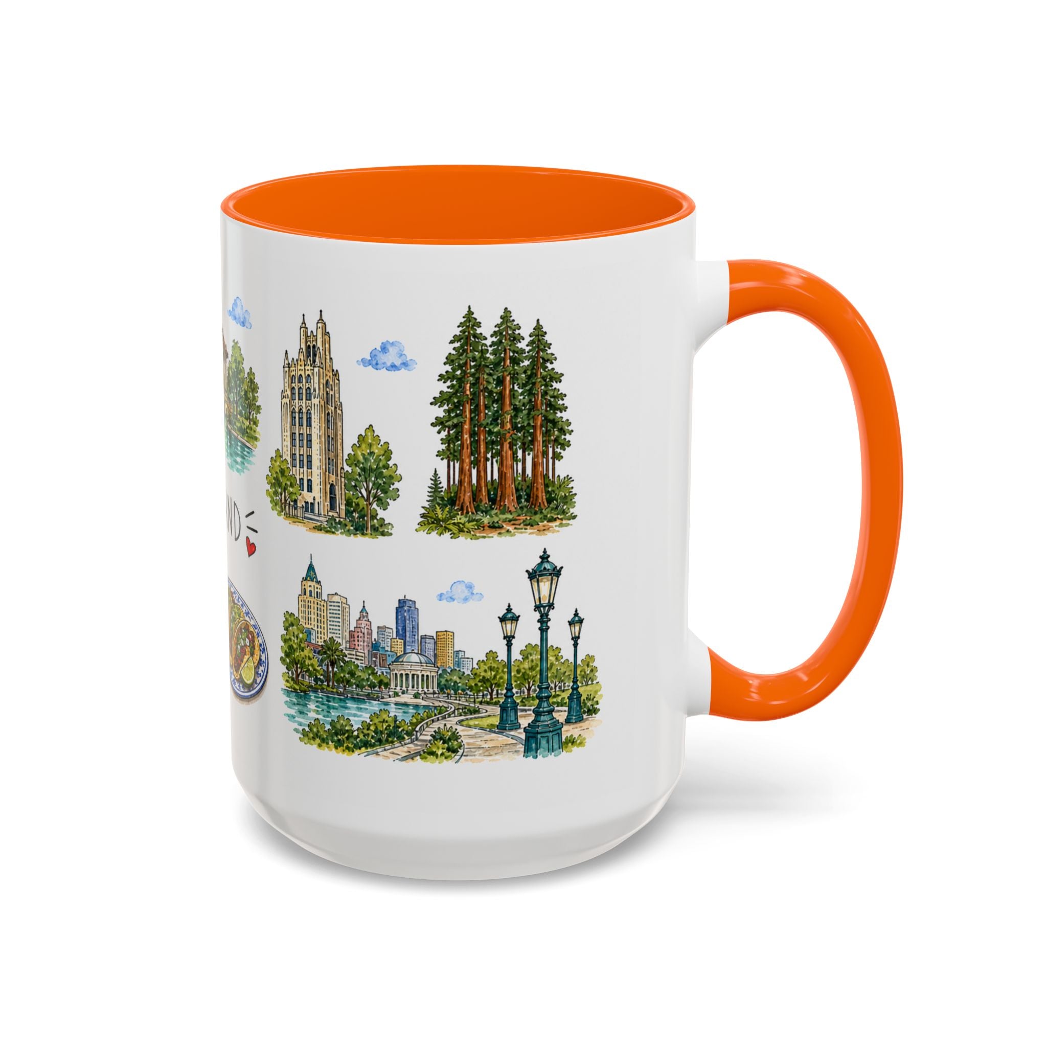 Oakland Illustrated Travel Mug | City Souvenir Accent Coffee Mug | 11oz 15oz Ceramic Cup