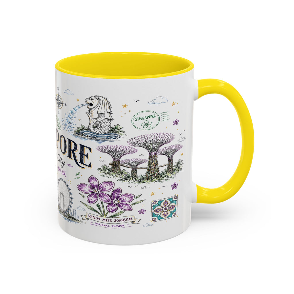 Singapore Coffee Mug | Asia Souvenir Travel Gift | Accent Color Ceramic 11oz 15oz