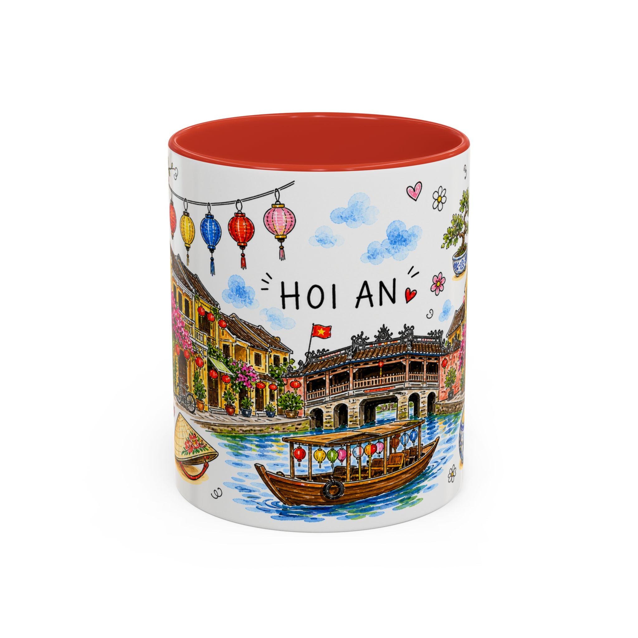 Hoi An Illustrated Travel Mug | City Souvenir Accent Coffee Mug | 11oz 15oz Ceramic Cup