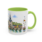 Dinant Illustrated Travel Mug | Belgium Souvenir Accent Coffee Mug | 11oz 15oz Ceramic Cup