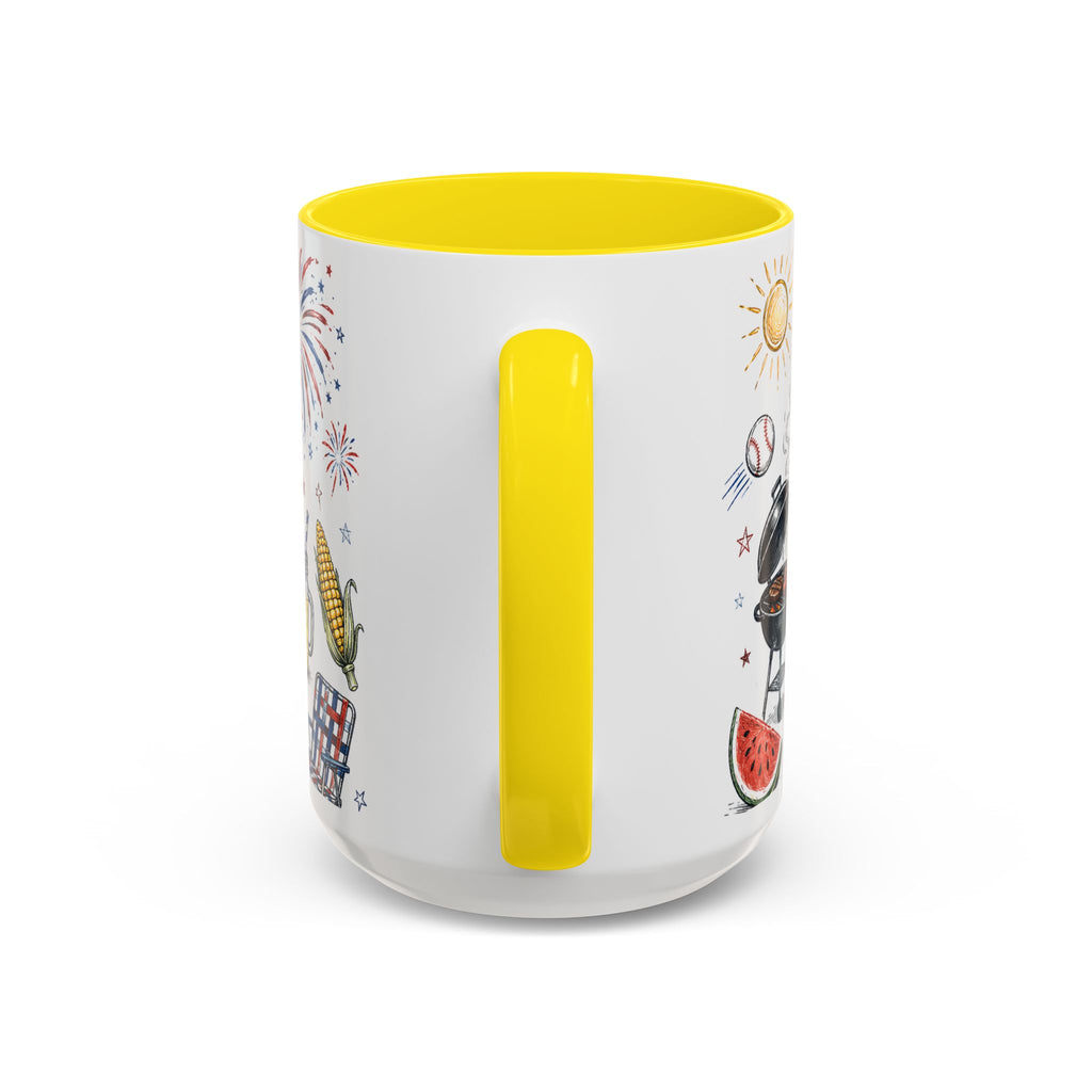 Freedom Fest Coffee Mug | Grill Chill Fireworks 4th of July | Accent Color Ceramic 11oz 15oz