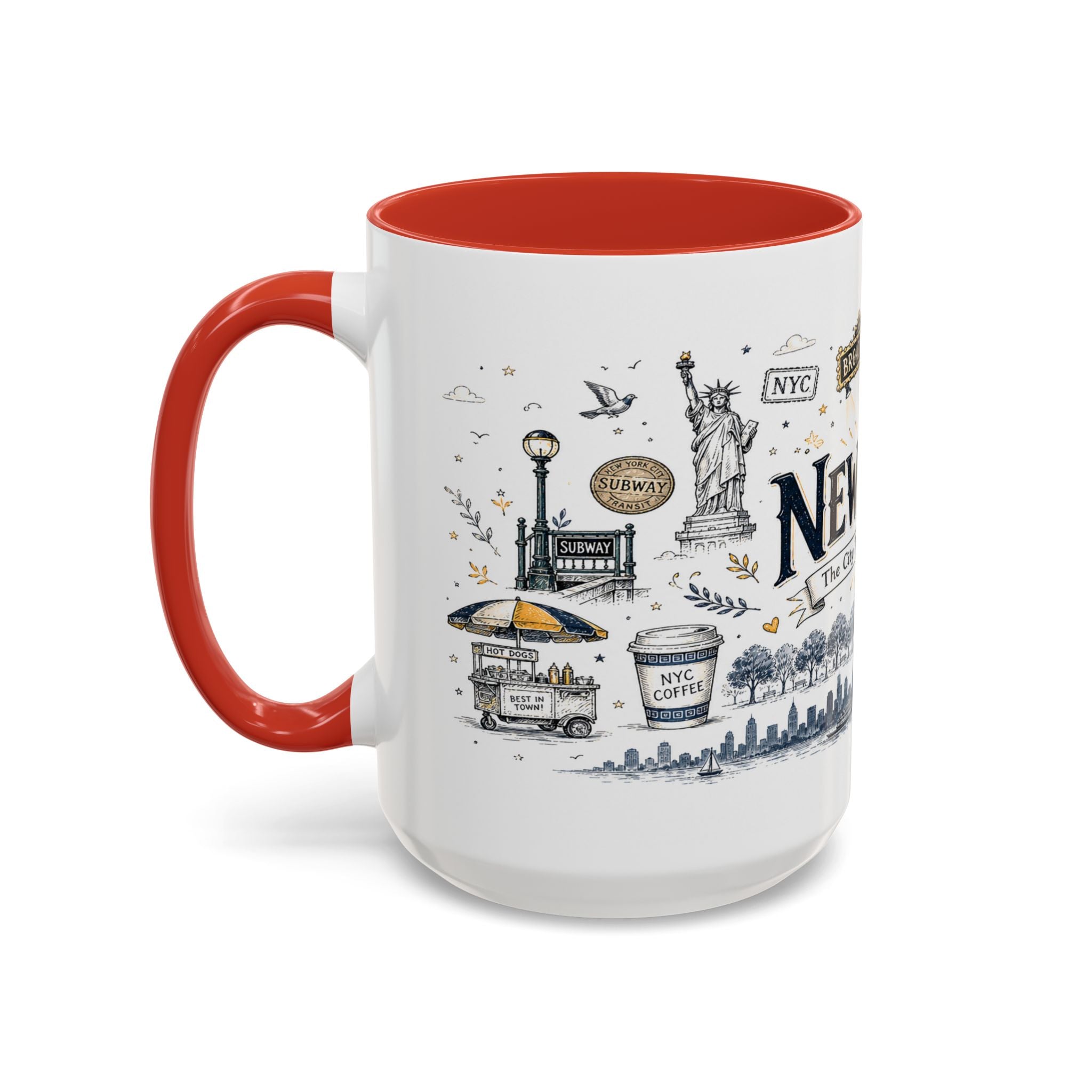 New York City Coffee Mug | New York Souvenir Travel Gift | Accent Color Ceramic 11oz 15oz