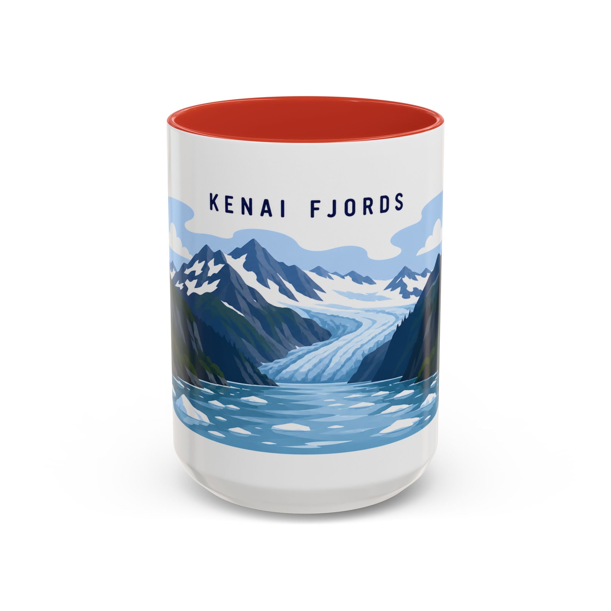 Kenai Fjords National Park Coffee Mug | Solid Color Block Park Souvenir | 11oz 15oz Accent Mug