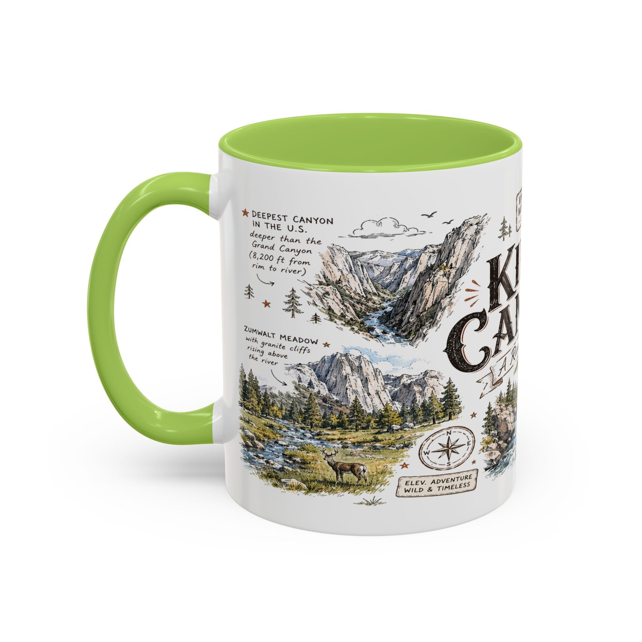 Kings Canyon National Park Coffee Mug | California Sierra Nevada Sequoia Gift | Accent Color Ceramic 11oz 15oz