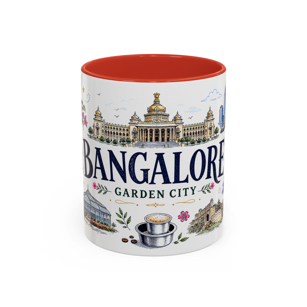 Bangalore Coffee Mug | India Souvenir Travel Gift | Accent Color Ceramic 11oz 15oz