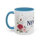 New York State Map Mug | Botanical Rose Accents, Long Distance Friendship Gift