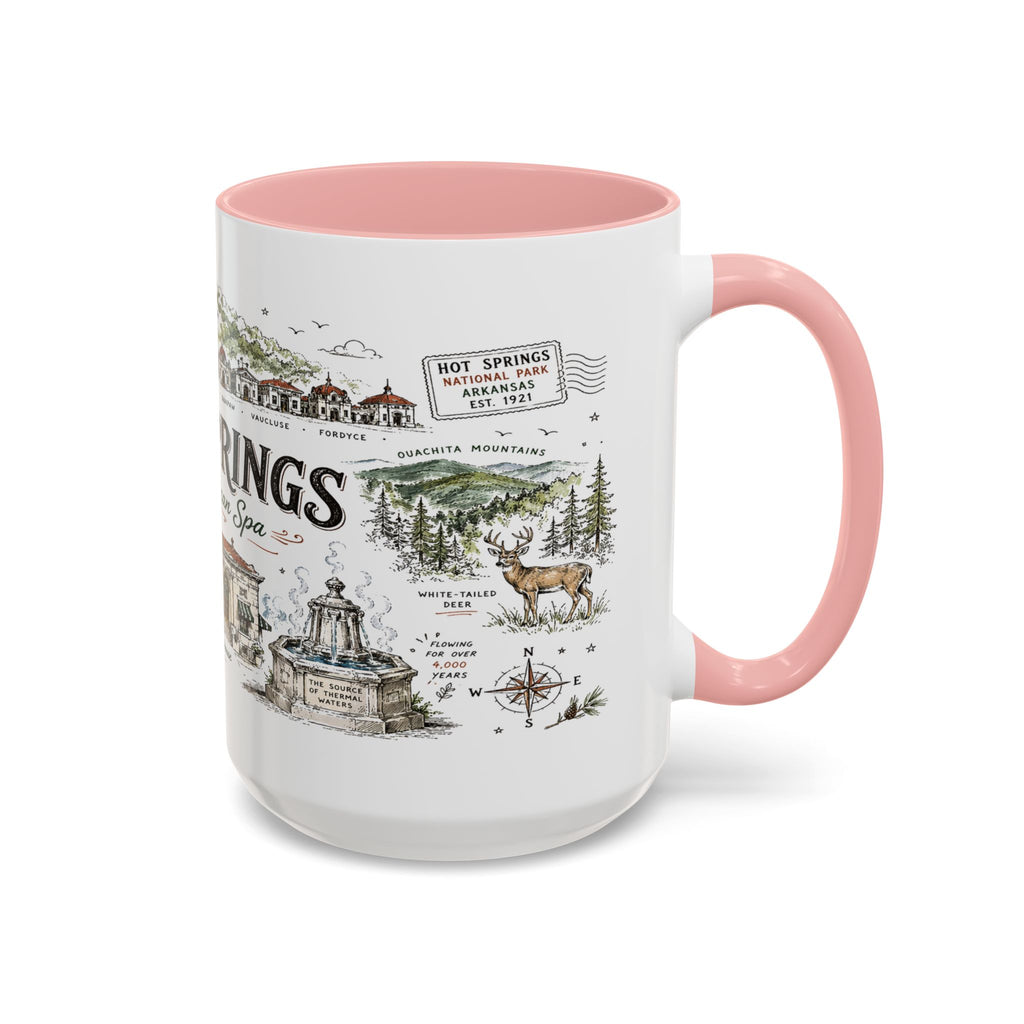 Hot Springs National Park Coffee Mug | Arkansas Thermal Spring Spa Gift | Accent Color Ceramic 11oz 15oz