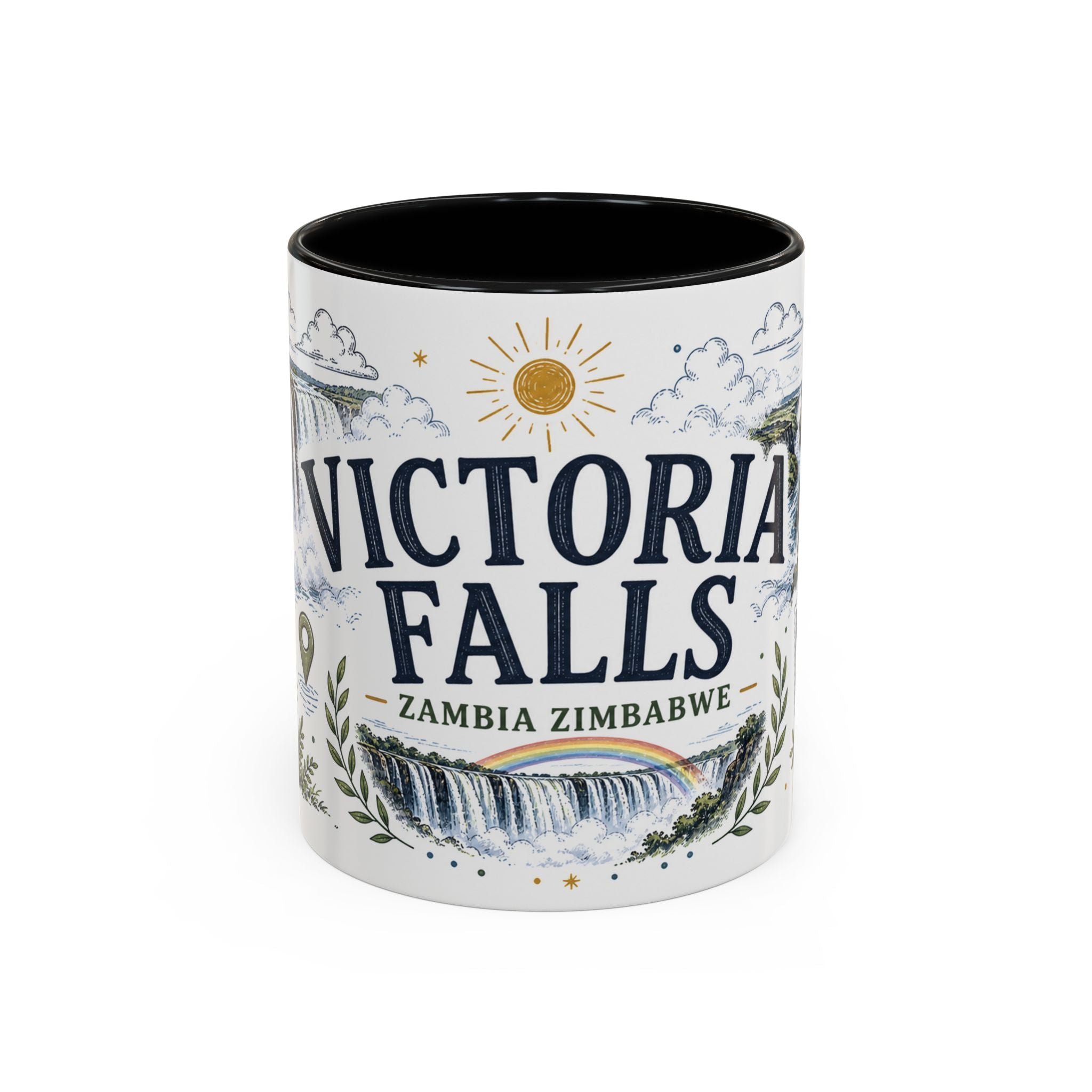 Victoria Falls Coffee Mug | Travel Destination Souvenir Gift | Accent Color Ceramic 11oz 15oz