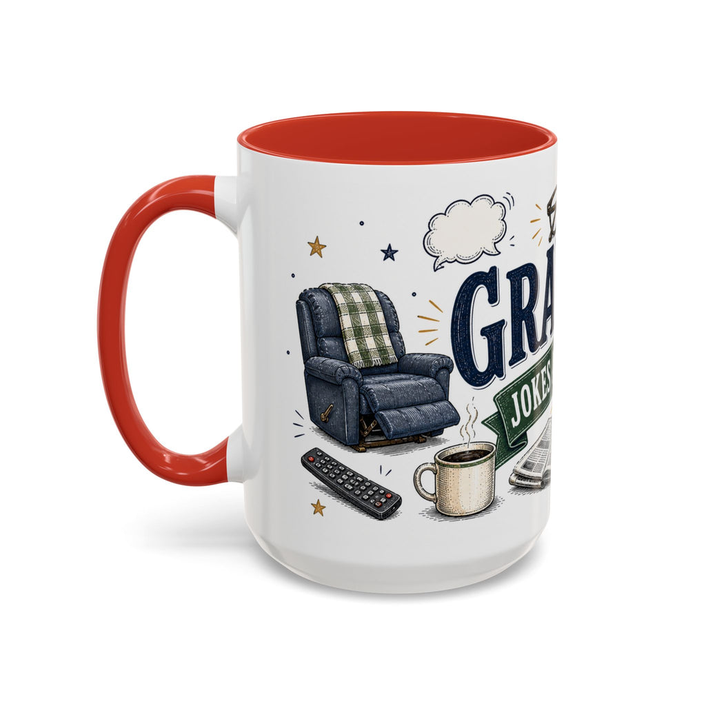 Grandpa's Jokes Are Legendary Coffee Mug | Funny Gift From Grandkids | Accent Ceramic 11oz 15oz