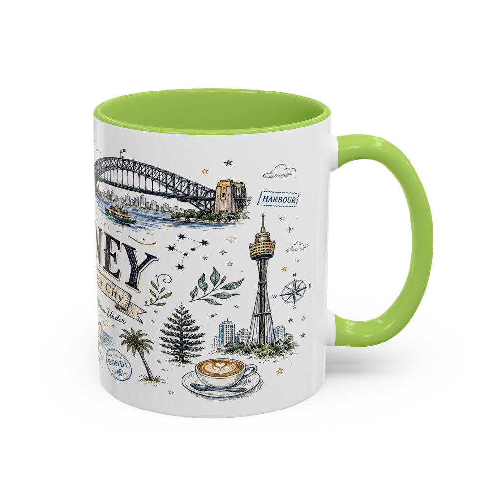 Sydney Coffee Mug | Australia Souvenir Travel Gift | Accent Color Ceramic 11oz 15oz