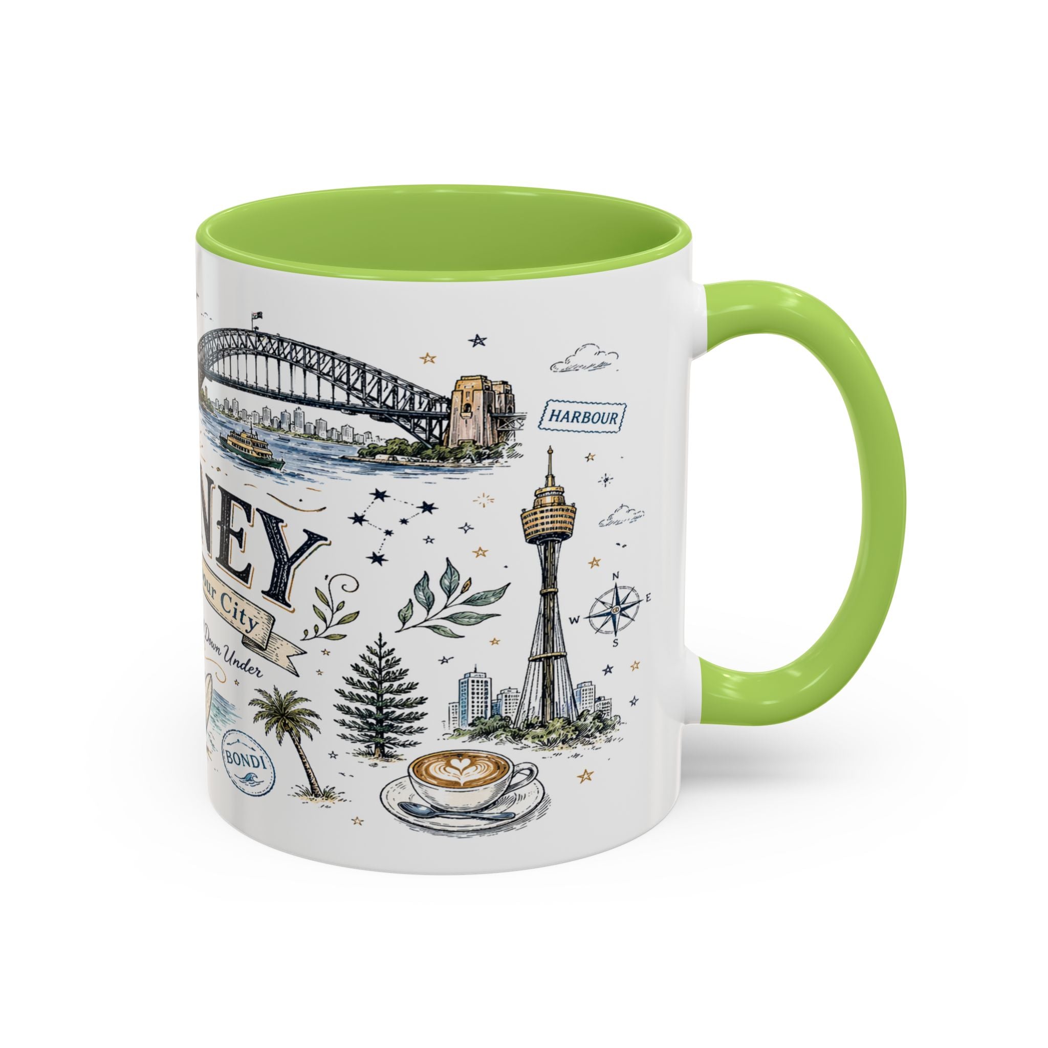 Sydney Coffee Mug | Australia Souvenir Travel Gift | Accent Color Ceramic 11oz 15oz