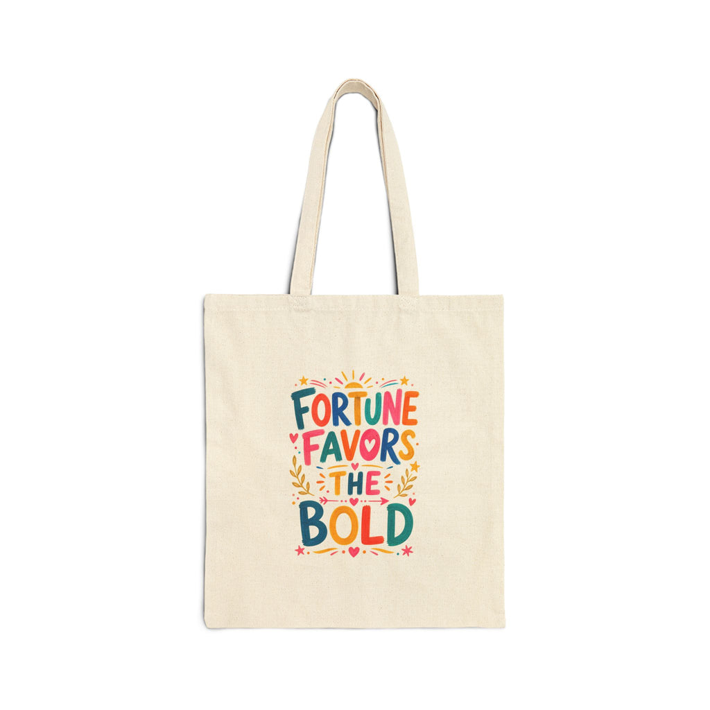 Fortune Favors The Bold Tote Bag | Ancient Wisdom Quote Canvas Bag | Colorful Philosophy Gift