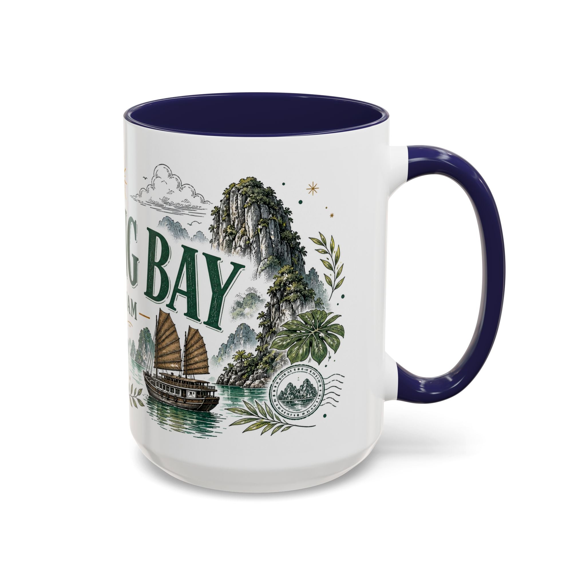 Ha Long Bay Coffee Mug | Travel Destination Souvenir Gift | Accent Color Ceramic 11oz 15oz