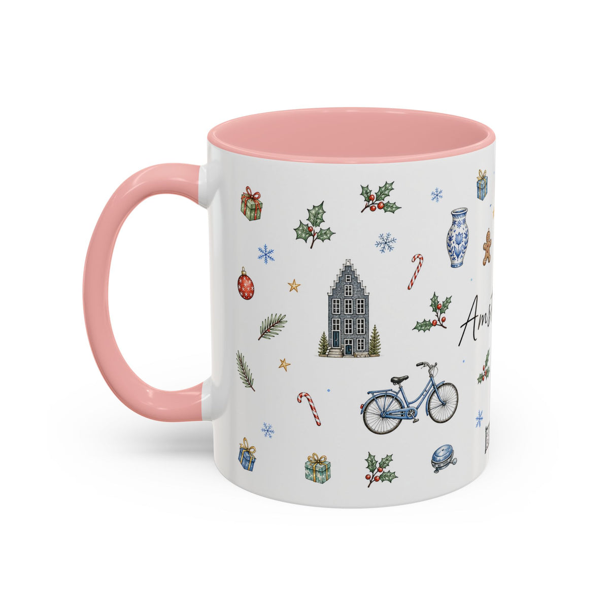 Amsterdam Christmas Watercolor Mug | Festive City Souvenir Coffee Cup