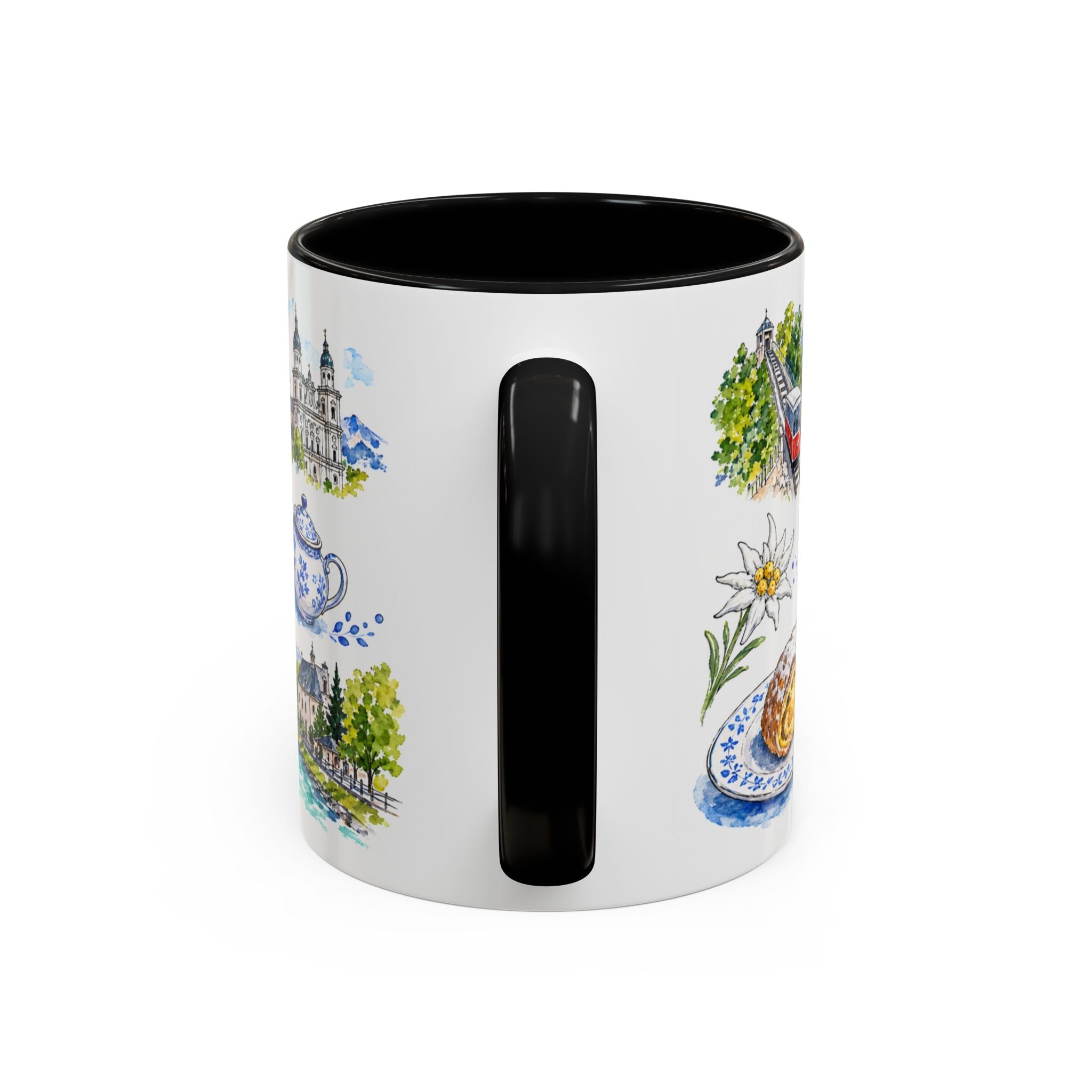 Salzburg Illustrated Travel Mug | City Souvenir Accent Coffee Mug | 11oz 15oz Ceramic Cup