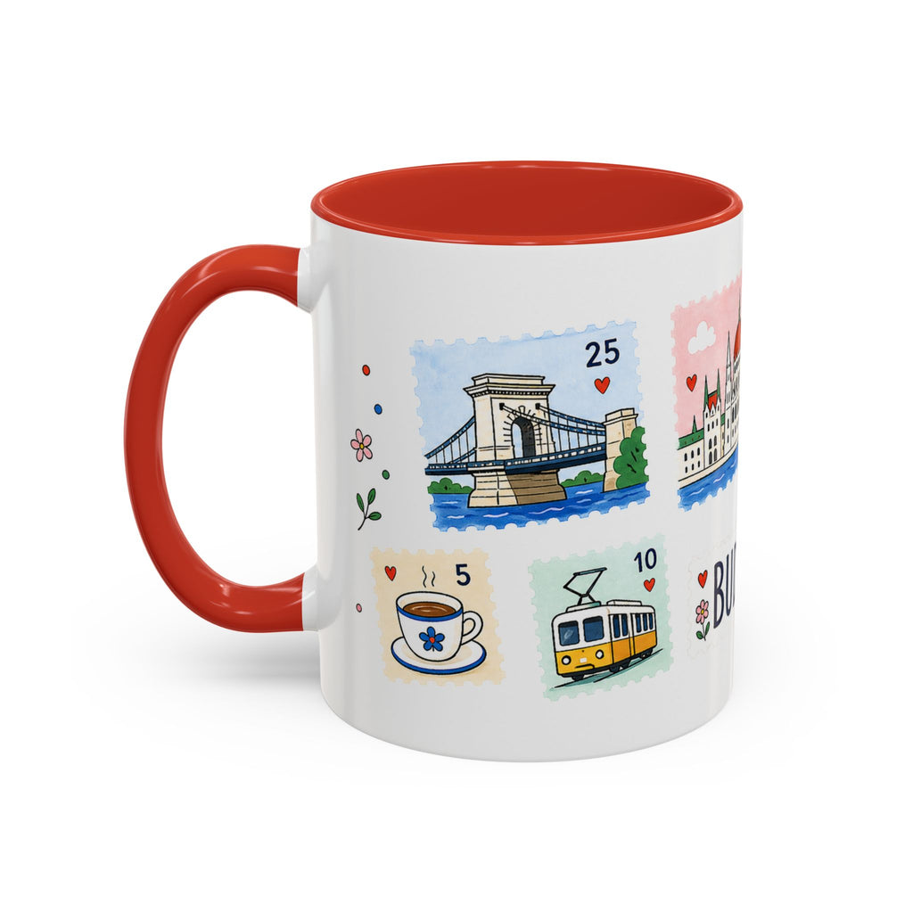 Budapest Coffee Mug | Postage Stamp Collage Mug | Travel Souvenir Accent Cup 11oz 15oz