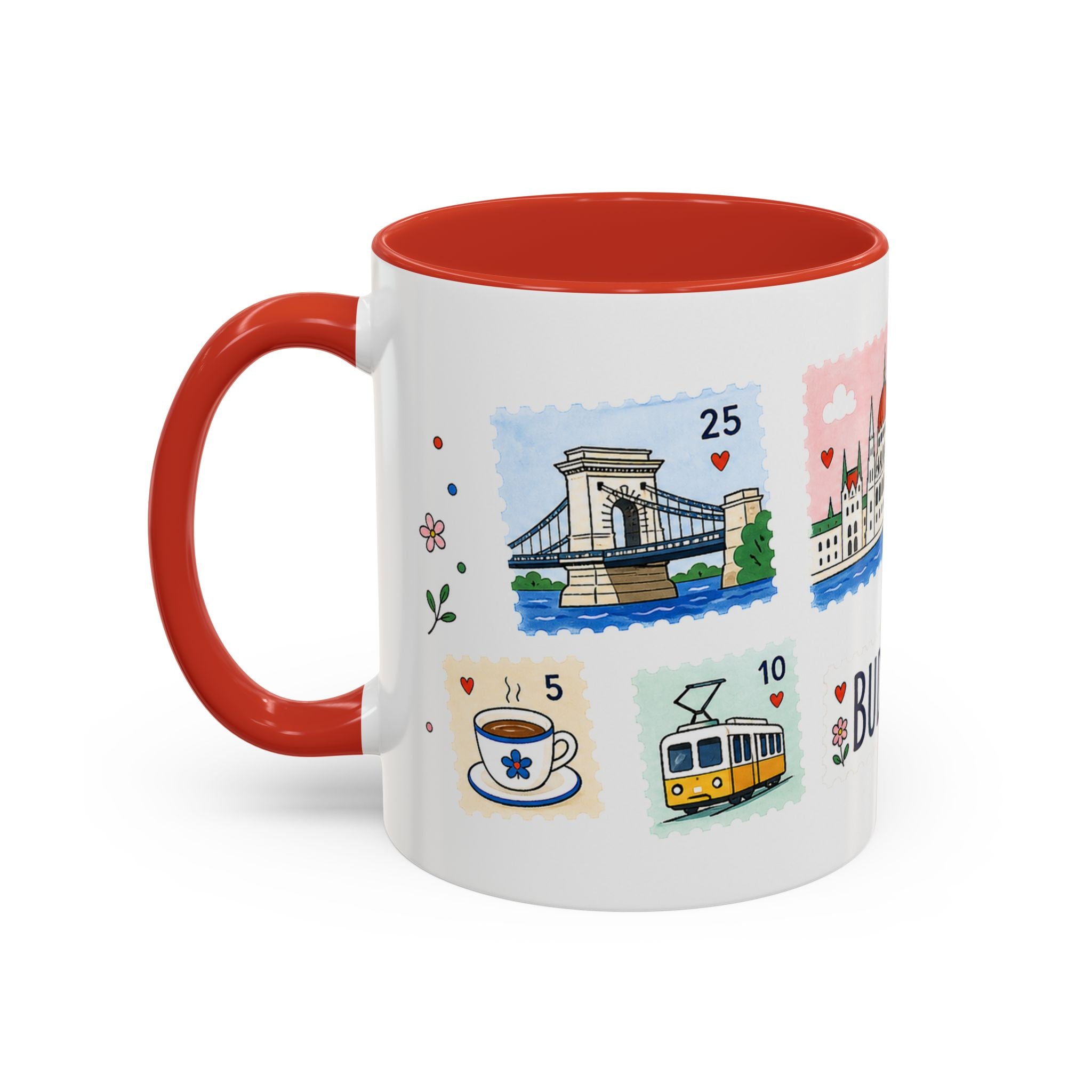 Budapest Coffee Mug | Postage Stamp Collage Mug | Travel Souvenir Accent Cup 11oz 15oz