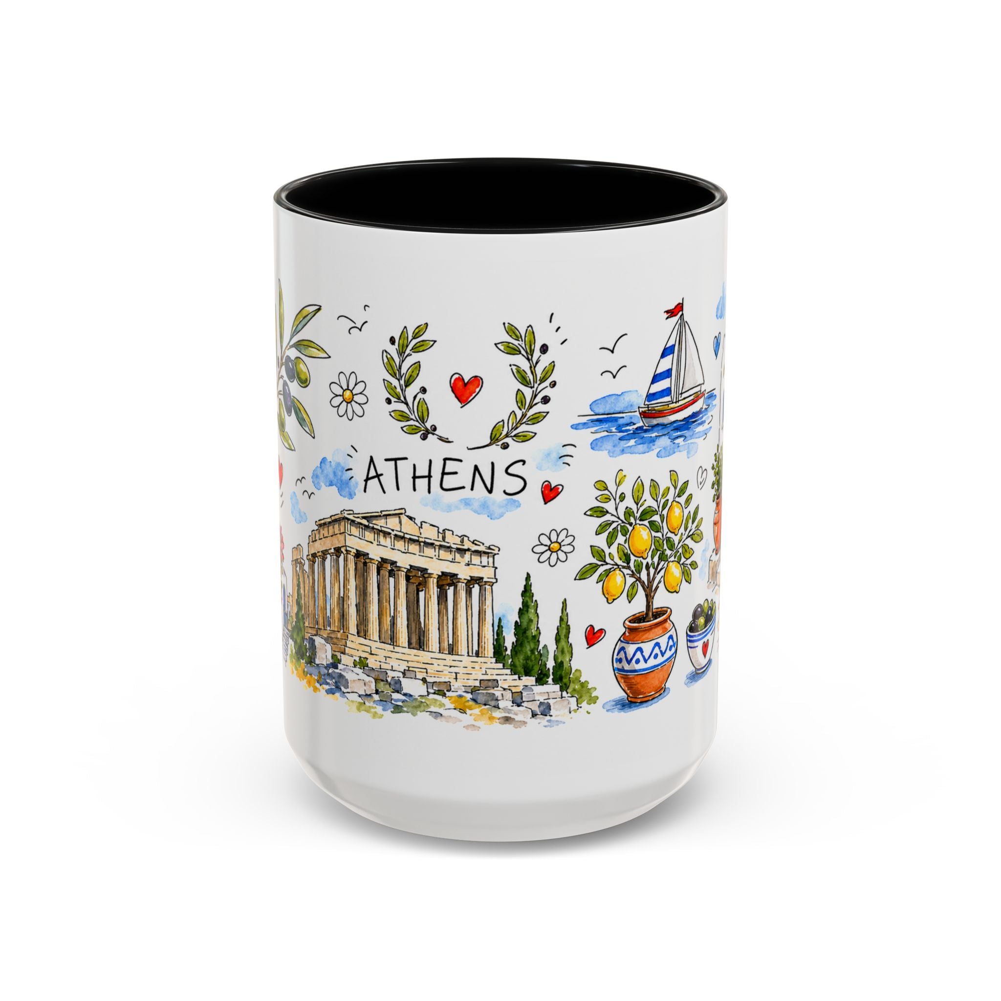 Athens Travel Mug | European City Souvenir Accent Coffee Mug | 11oz 15oz Ceramic Cup