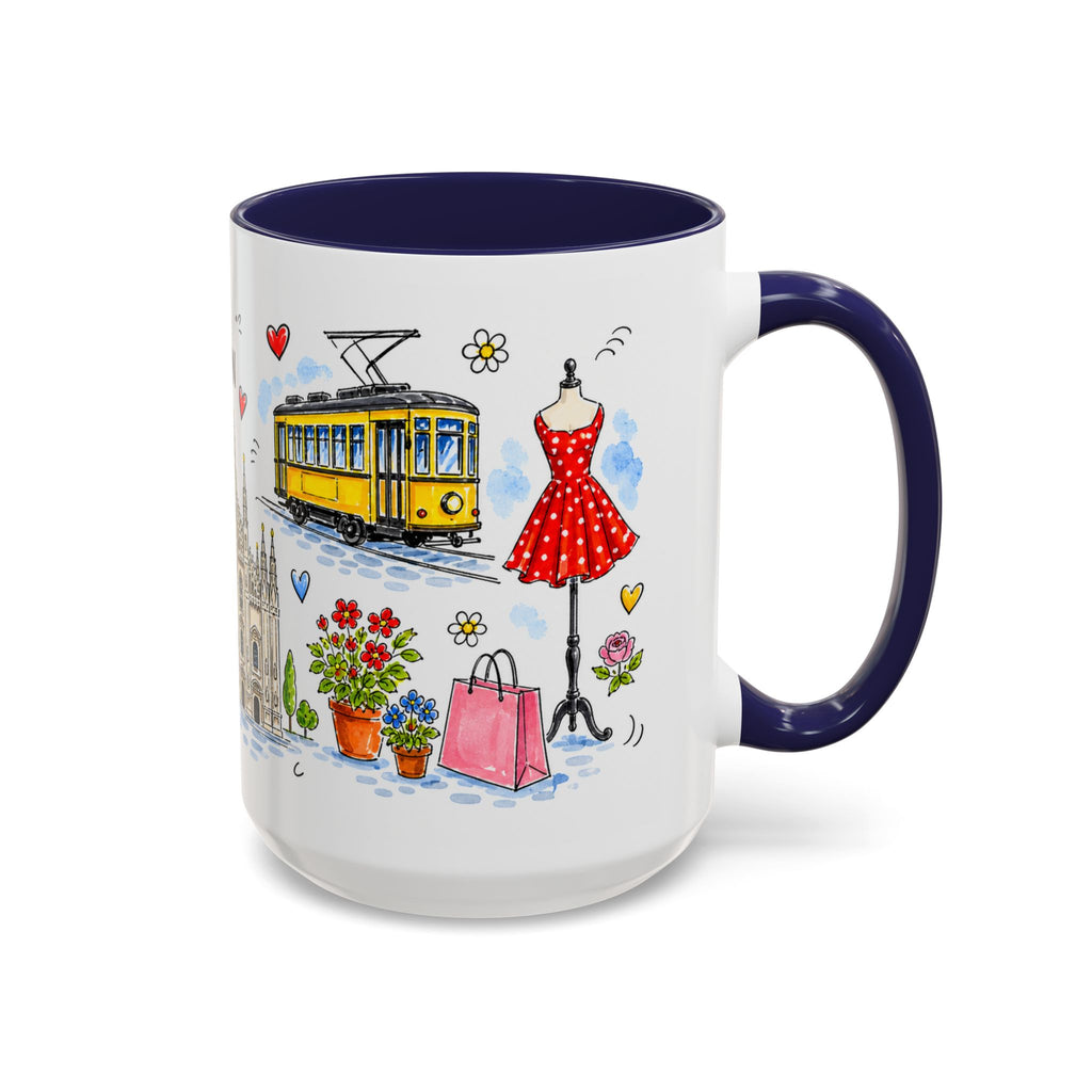 Milan Travel Mug | European City Souvenir Accent Coffee Mug | 11oz 15oz Ceramic Cup