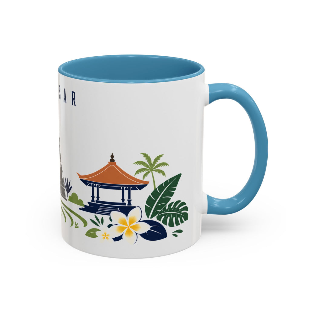 Denpasar Coffee Mug | Indonesia Travel Souvenir | Porcelain Decal City Gift | 11oz 15oz Accent Mug