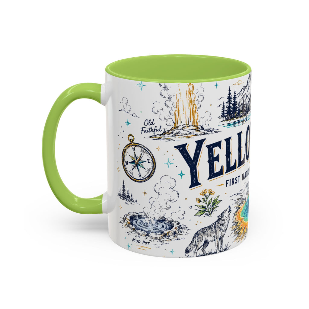 Yellowstone National Park Coffee Mug | Hiking Camping Nature Gift | Accent Color Ceramic 11oz 15oz