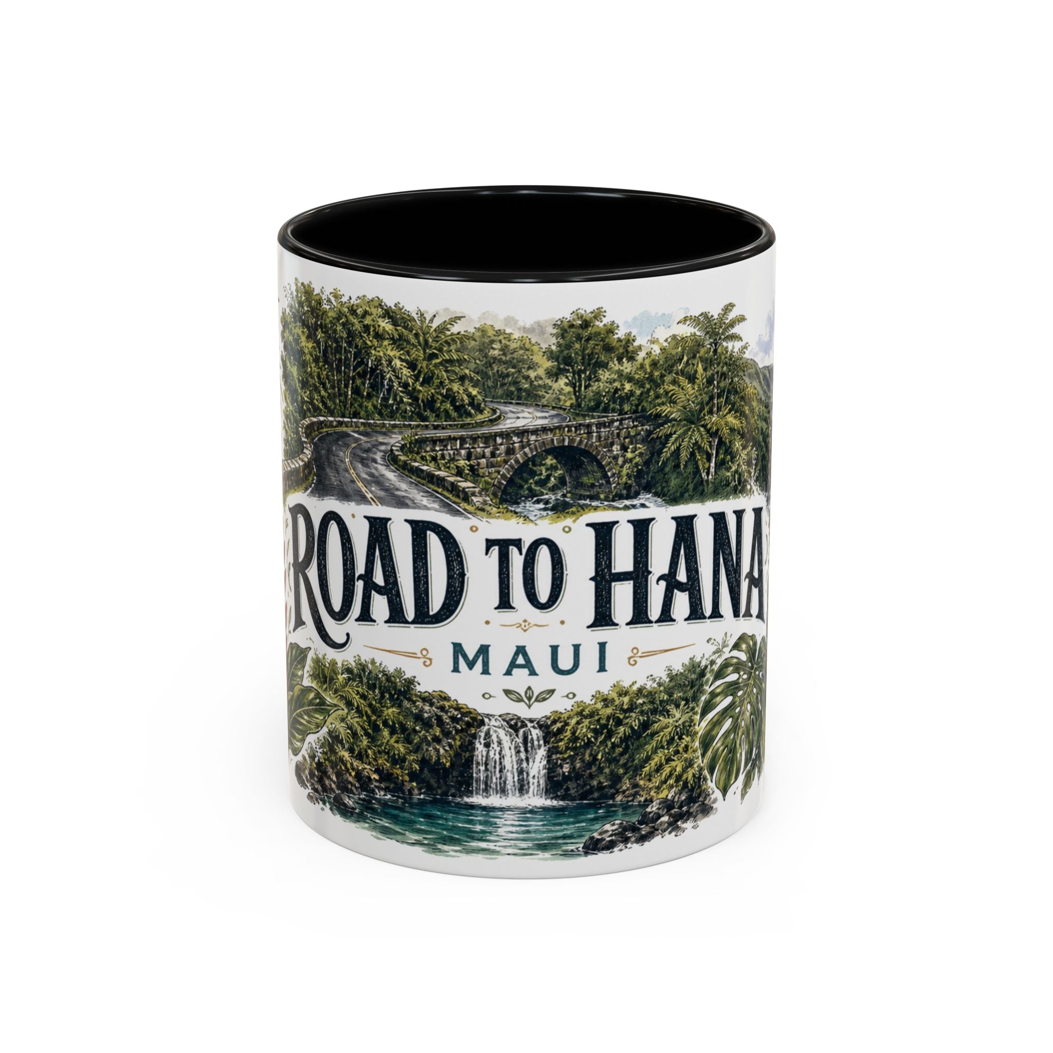 Road to Hana Mug, Maui Travel Souvenir, Bucket List Gift, Accent Ceramic Coffee Mug 11oz 15oz